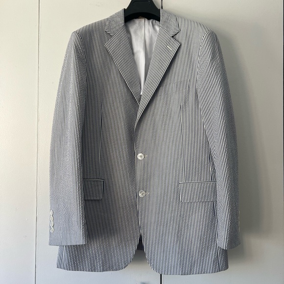 Brooks Brothers Seersucker 1818 Suit Jacket - Cotton Seersucker Blazer 38R